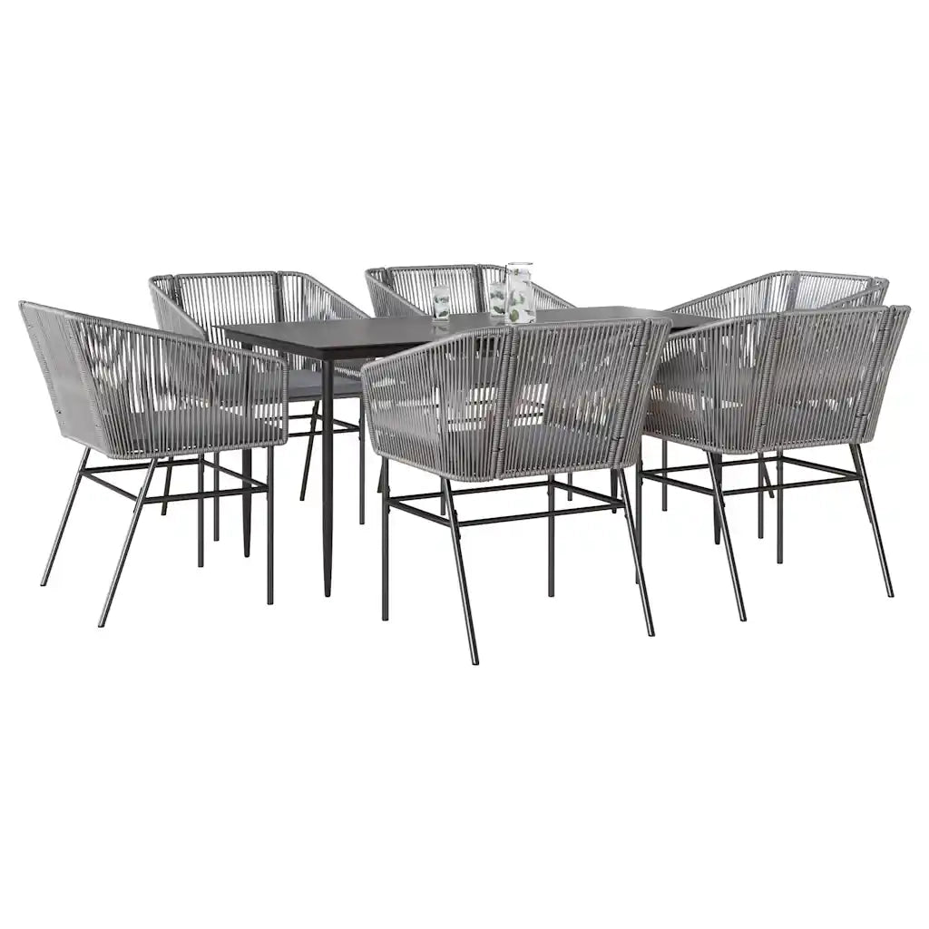 Set da Pranzo da Giardino 7 pz con Cuscini Polyrattan Vetro 3334531