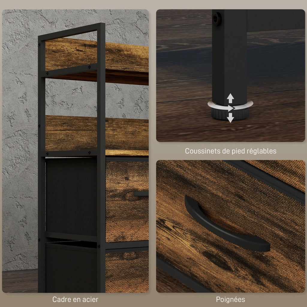 Cassettiera 5 Cassetti con Ripiani ¨C Minimal ¨C 98x29x85 cm Marrone Rustico