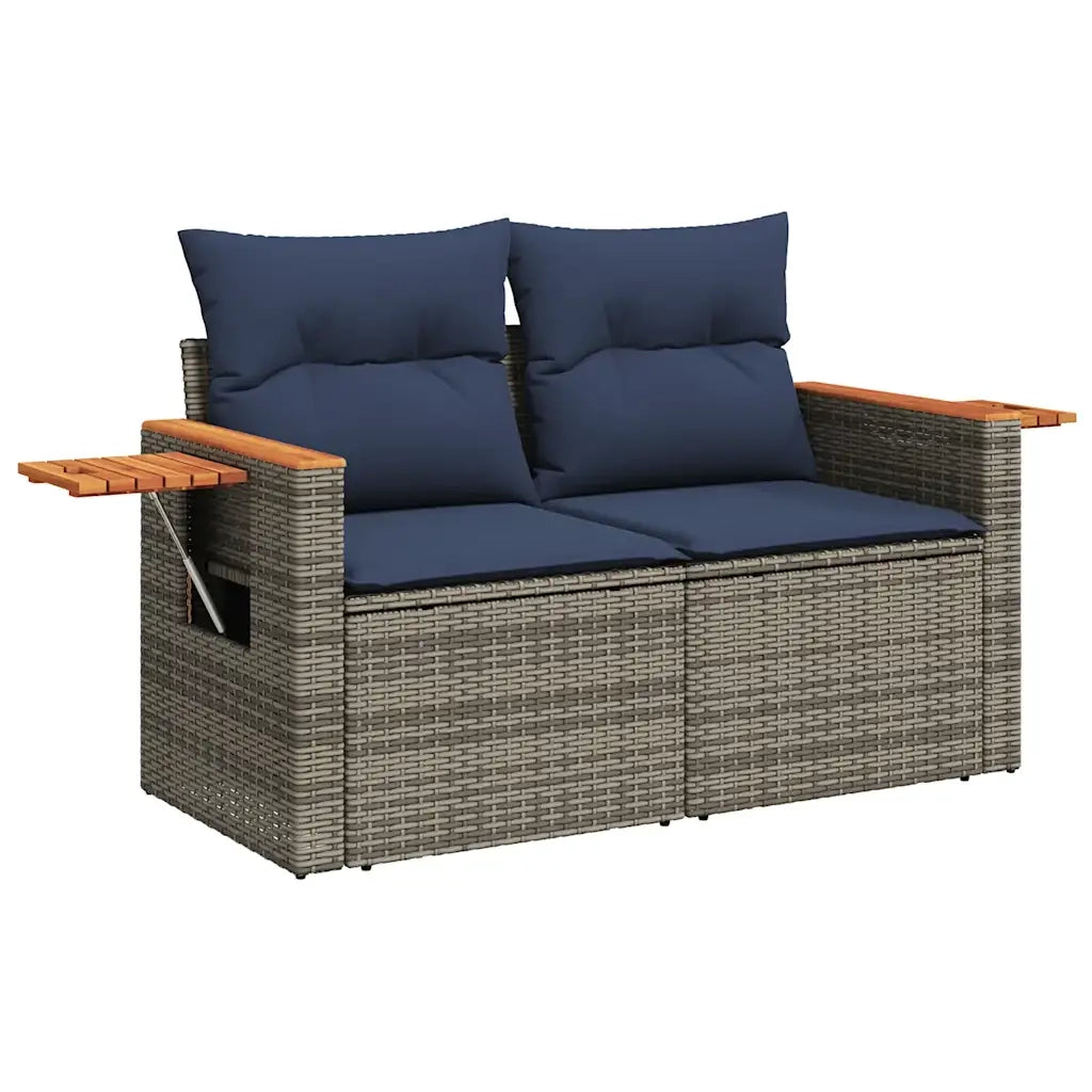 Set Divani da Giardino 7 pz con Cuscini Grigio in Polyrattan