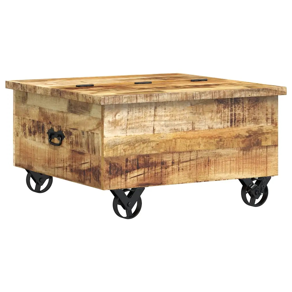 Tavolino da Salotto-Tavolino da soggiorno-Tavolo in Legno di Mango Grezzo 70x70x40 cm
