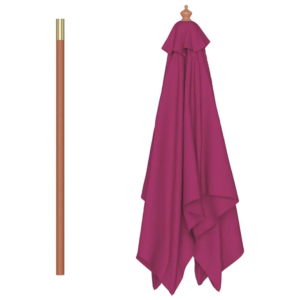 Ombrellone da Esterni Palo in Legno 150x200 cm Rosso Bordeaux 44537