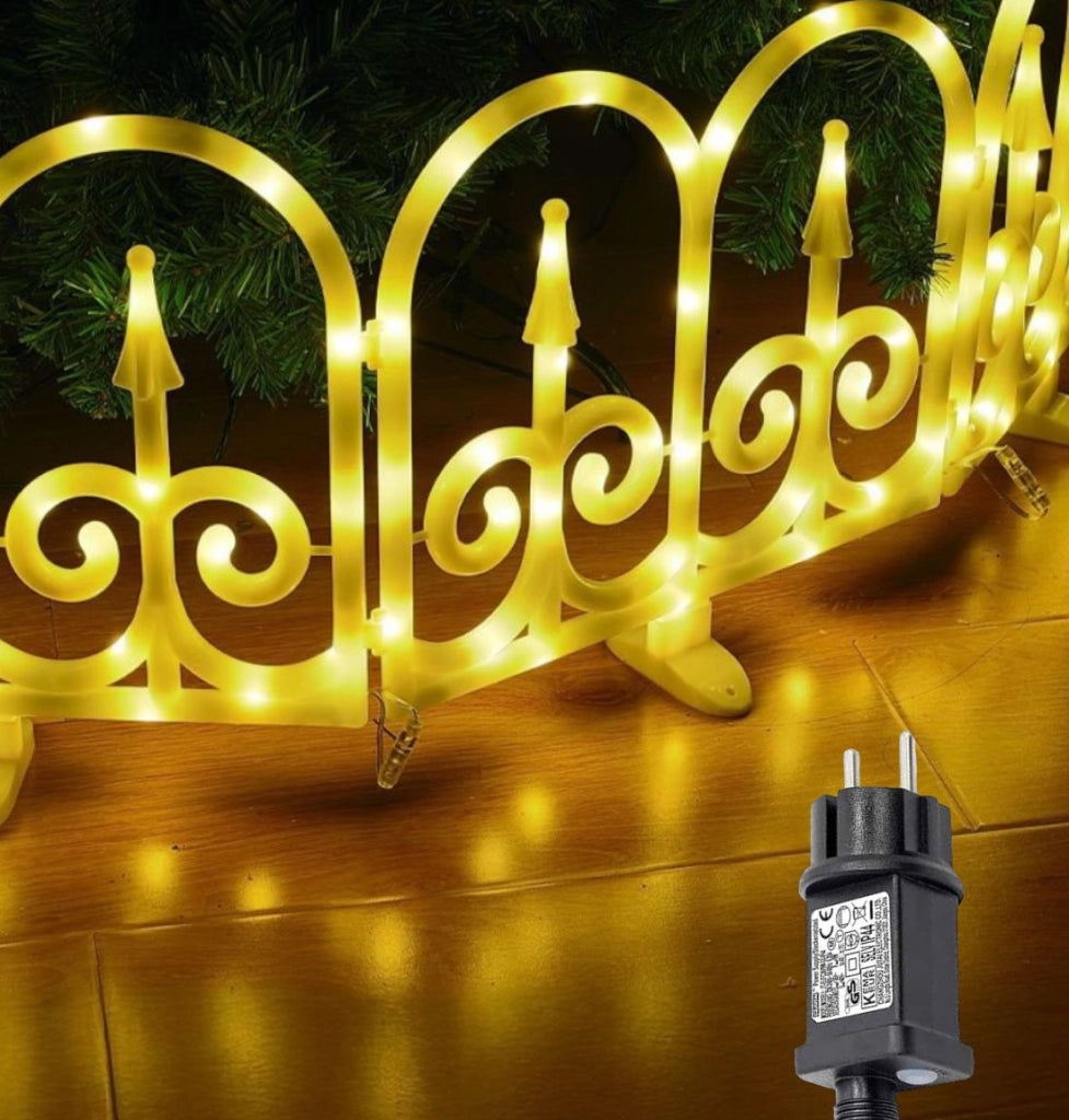 Recinzione luminosa natalizia 288 LED bianco caldo IP44 8 metri per interno ed esterno – decorazione natalizia elegante e resistente con giochi di luce