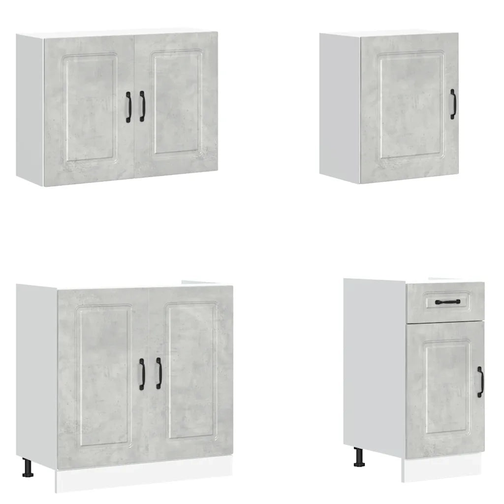 Set Mobili da Cucina 7 pz Kalmar Grigio Cemento in Truciolato 3314765