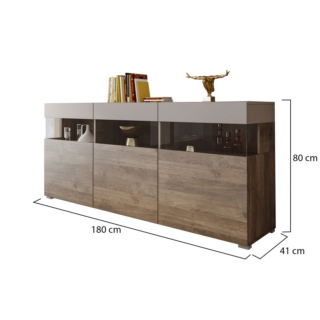 Madia Fanna, Credenza 3 Ripiani, 180x41x80h cm Marrone