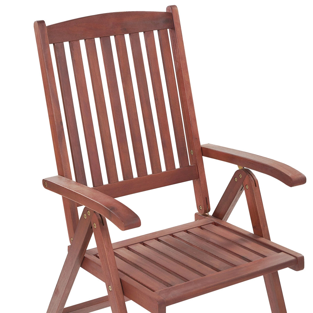 Set di 6 sedie da giardino in legno di acacia cuscino rosso regolabile pieghevole per esterni in stile rustico country