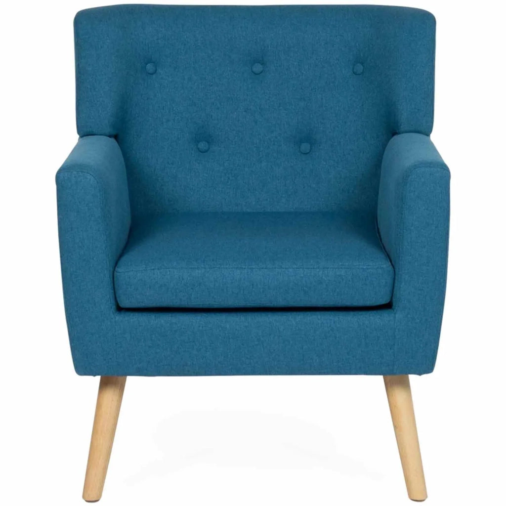 IDMarket - Poltrona scandinava in tessuto blu anatra LIV