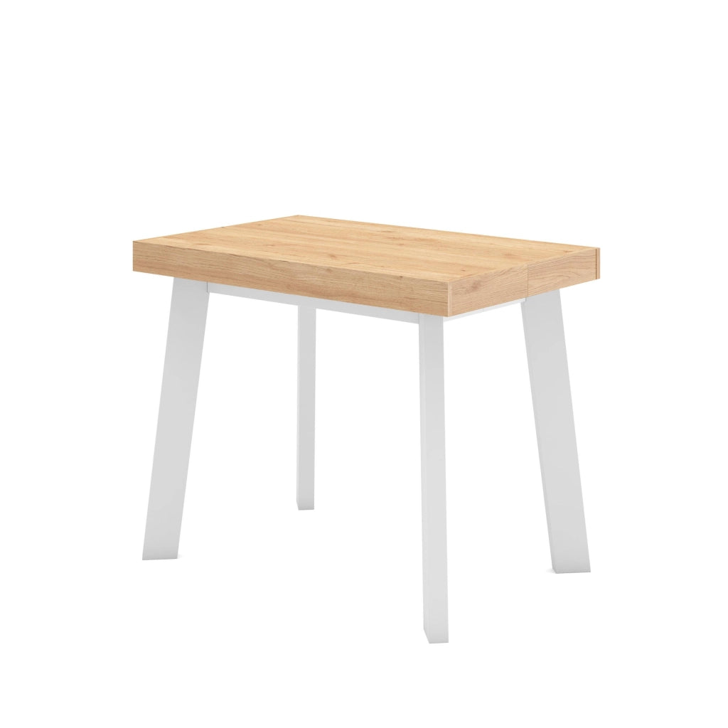 Consolle allungabile, 140x90x73cm, Per 6 persone, Gambe in legno, colore Rovere e bianco RF3122