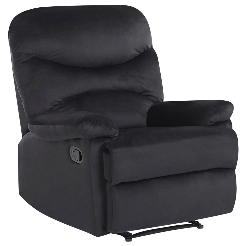 Sedia reclinabile Rivestimento in velluto Nero Push-Back Schienale e poggiapiedi regolabili manualmente Poltrona dal design retrò