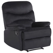 Sedia reclinabile Rivestimento in velluto Nero Push-Back Schienale e poggiapiedi regolabili manualmente Poltrona dal design retrò