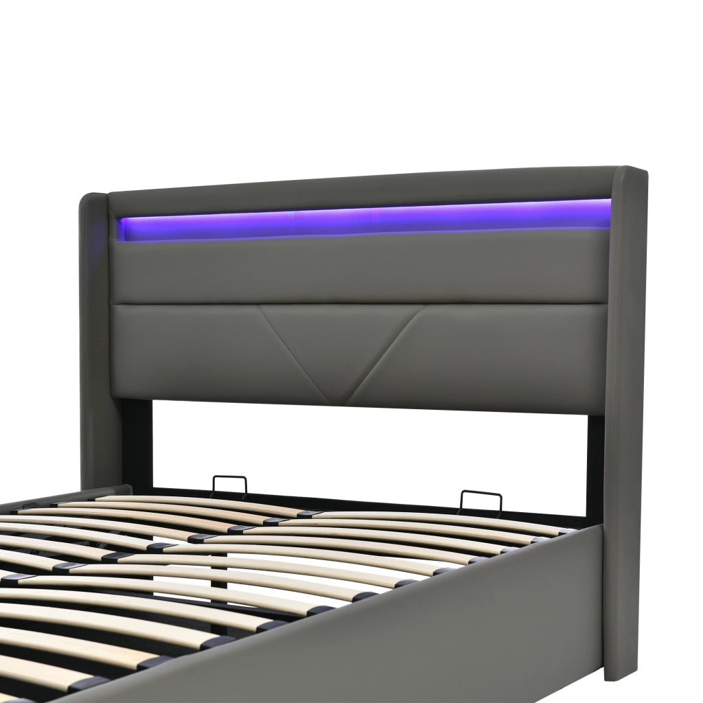letto imbottito pu grigio 140x200 cm