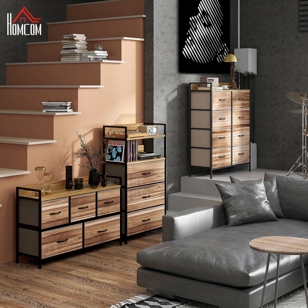 Cassettiera con 8 cassetti in tessuto amovibili, ripiano superiore e struttura in acciaio ¨C Minimal ¨C 79x29x101 cm
