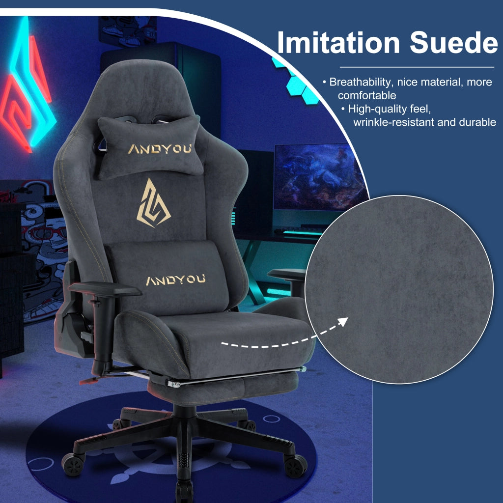 Sedia Gaming Ergonomica con Poggiapiedi ¨C Xylo ¨C Grigio Traspirante Regolabile Girevole
