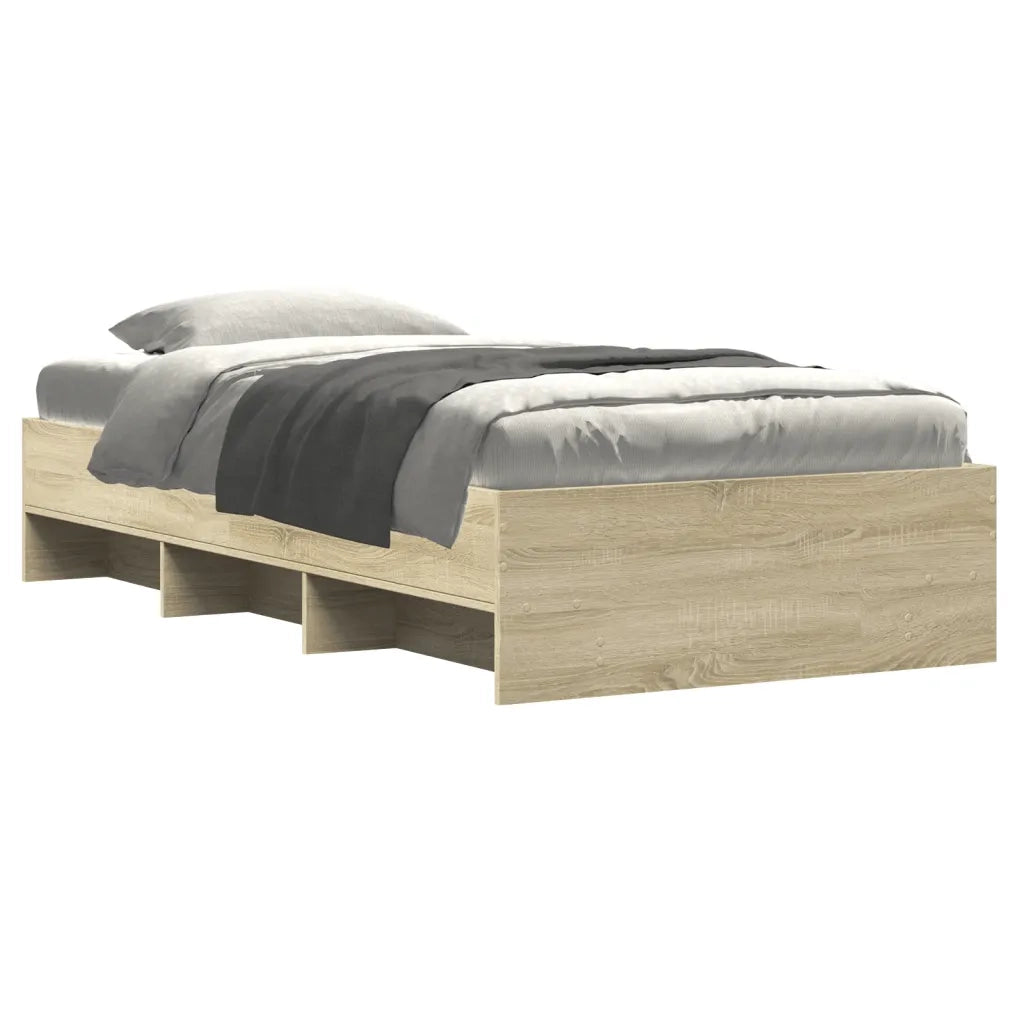 Letto singolo | Letto per adulti | Giroletto senza Materasso Rovere Sonoma 75x190 cm in Truciolato