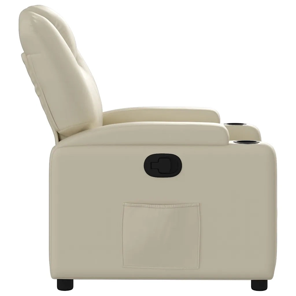 Poltrona | Sedia Relax Reclinabile Crema in Similpelle