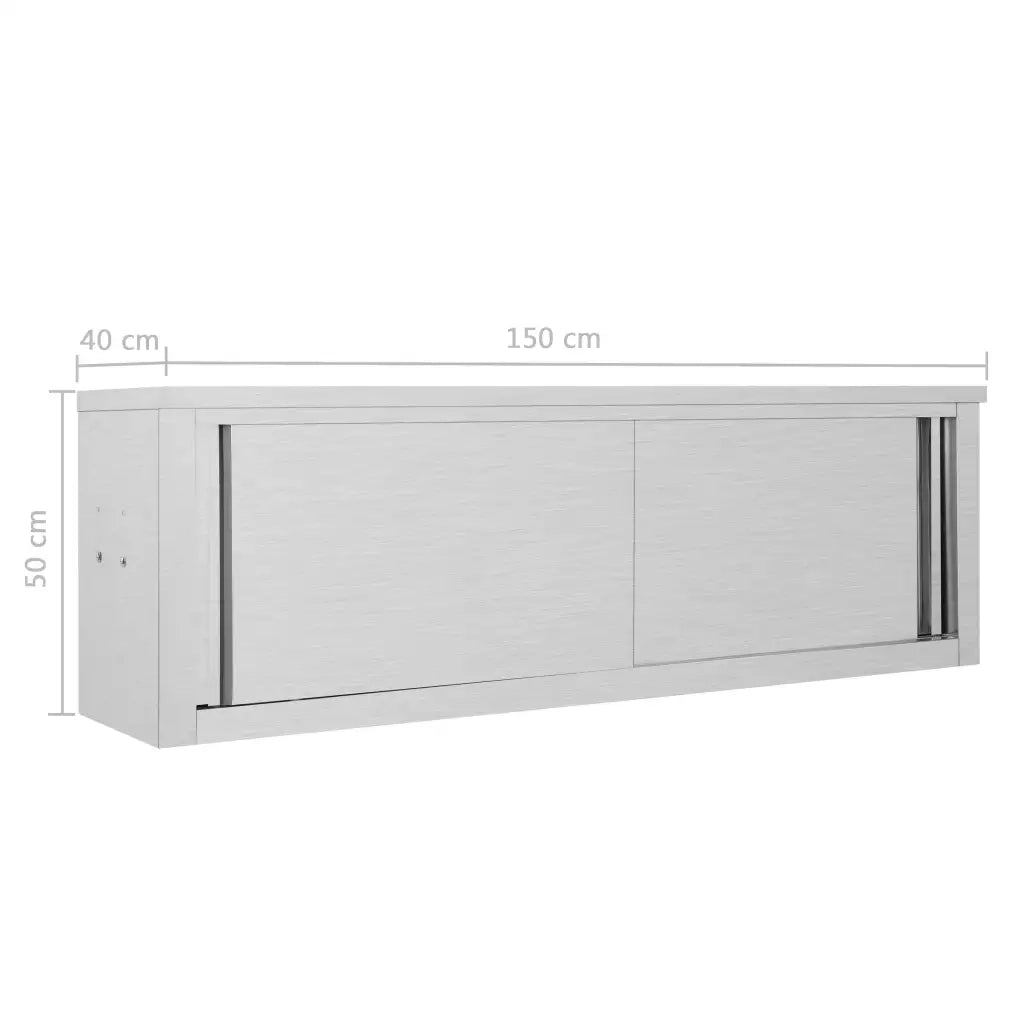 Pensile da cucina | Armadio da Cucina ad Ante Scorrevoli 150x40x50cm Acciaio Inox