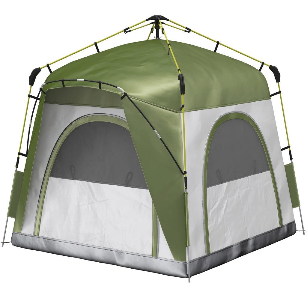 Tenda da campeggio pop-up 3 persone ¨C Xylo ¨C con 4 porte, 4 finestre e borsa per trasporto, verde e grigio