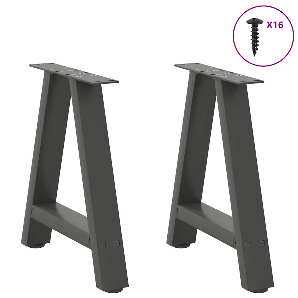 Gambe per Tavolino da Caffè a Forma di A 2 pz Antracite 38x(42-43) cm Acciaio 4012830