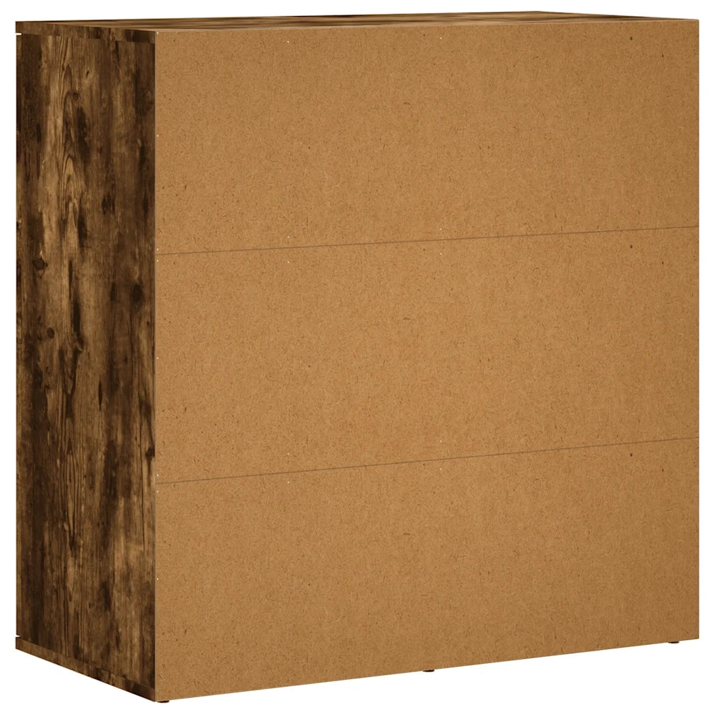 Credenze 2 pz Rovere Fumo 79x38x80 cm in Legno Multistrato