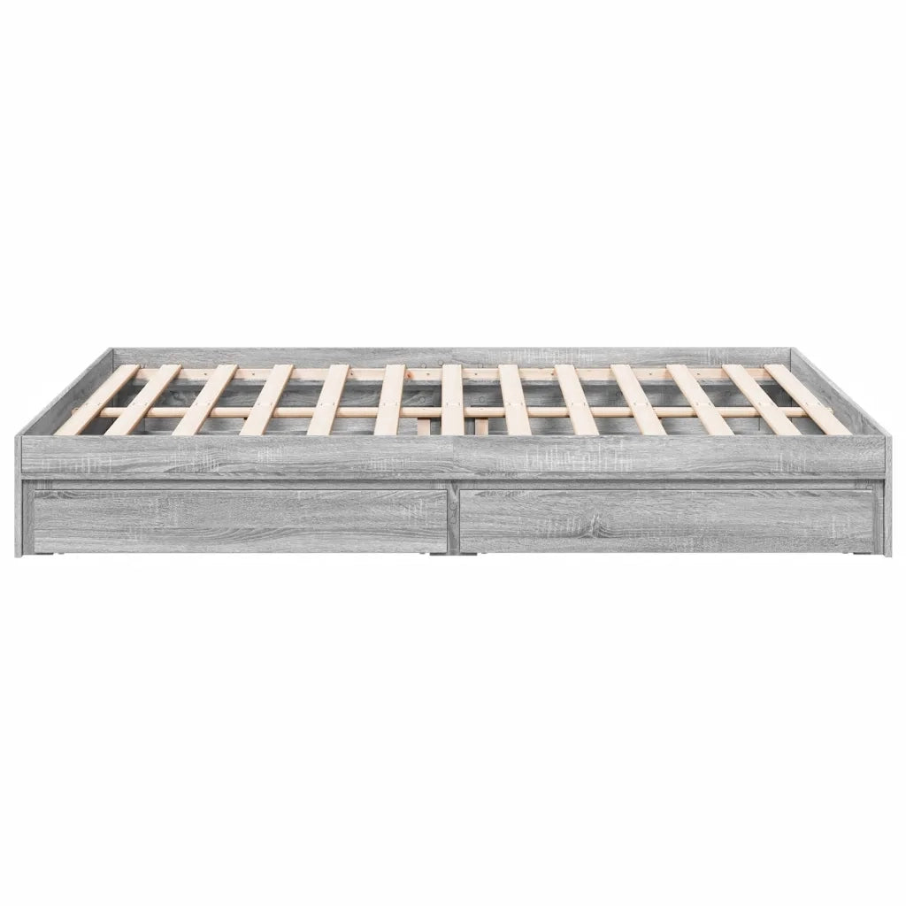 Letto matrimoniale | Letto per adulti | Giroletto Cassetti Grigio Sonoma 150x200 cm Legno Multistrato
