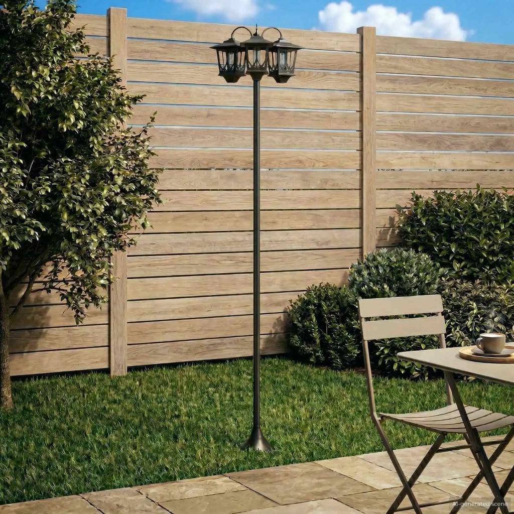 Lampione a 3 teste Nero 16 x 16 x 187 cm Alluminio e ABS 42042695