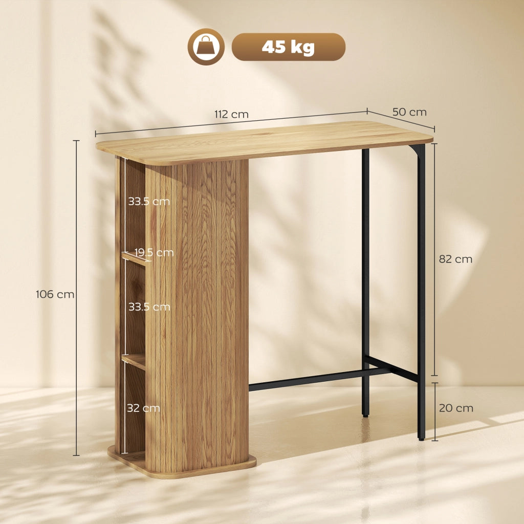 Tavolo da Bar con 3 Ripiani ¨C Zephmum ¨C Legno Naturale 112x50x106cm