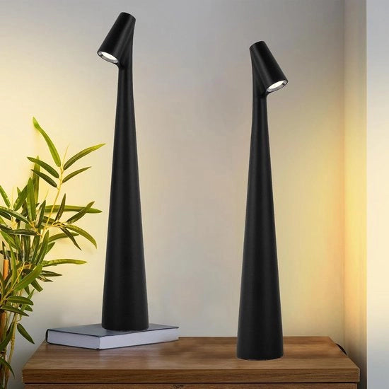 Due Lampade da Tavolo Senza Fili - 3 Livelli di Brillantezza, Lampade a Batteria Ricaricabili per Esterno, Ristorante, Tavolo da Notte e Lampada da Culla - Nero - 13.7in