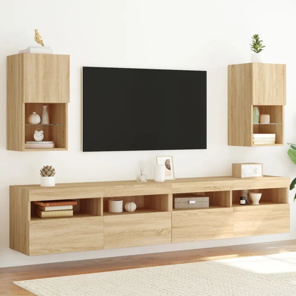 Mobili TV con Luci LED 2pz-Set di 2 Credenza per TV Rovere Sonoma 30,5x30x60 cm