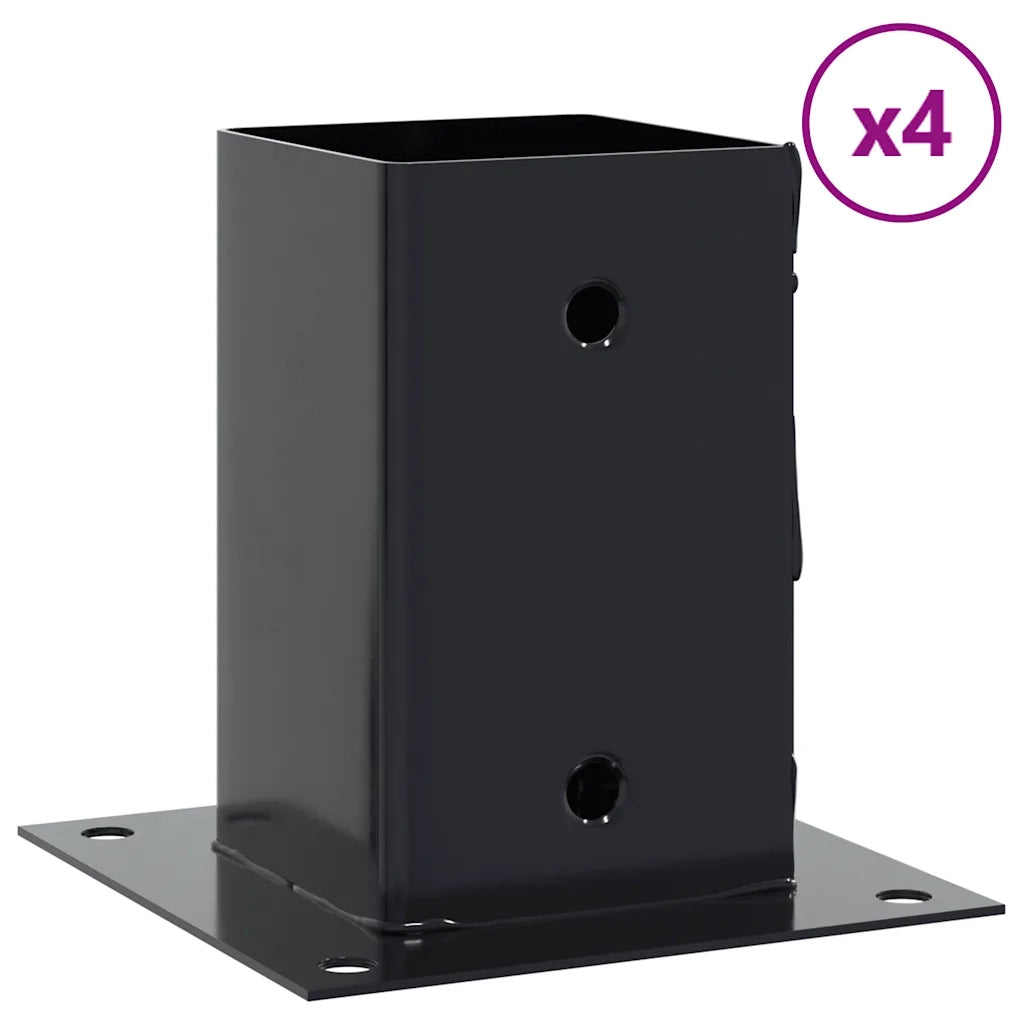 Basi per Pali Quadrati 4 pz 91x91 mm Acciaio Verniciato Polvere 42000028