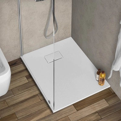 Piatto doccia 80x80 cm bianco effetto pietra in resina riducibile Agorà