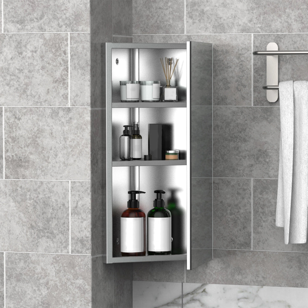 Armadietto Specchio da Bagno ¨C Xylo ¨C Angolare Murale Acciaio Inox 30x18x60 cm