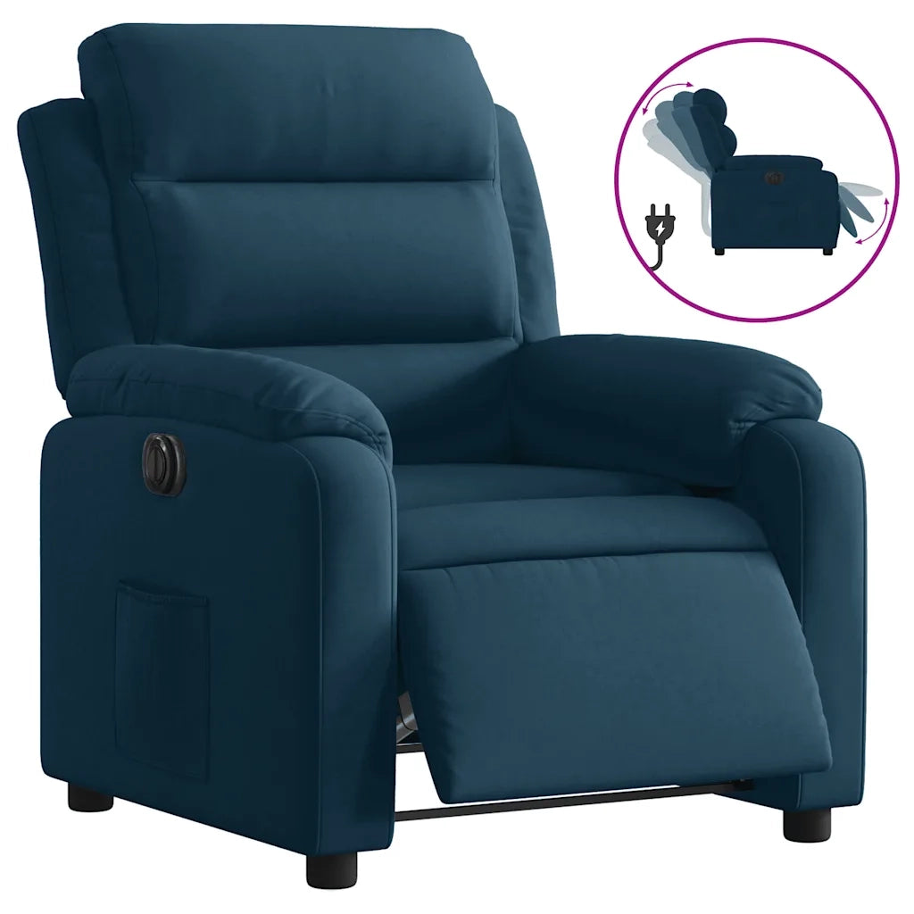 Poltrona Reclinabile Elettrica Blu in Velluto 3205080