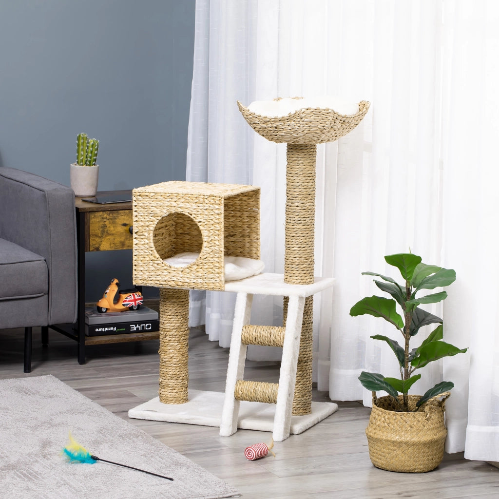 Albero per Gatti con Cuscini e Scala ¨C Minimal ¨C Grigio 100.5 cm