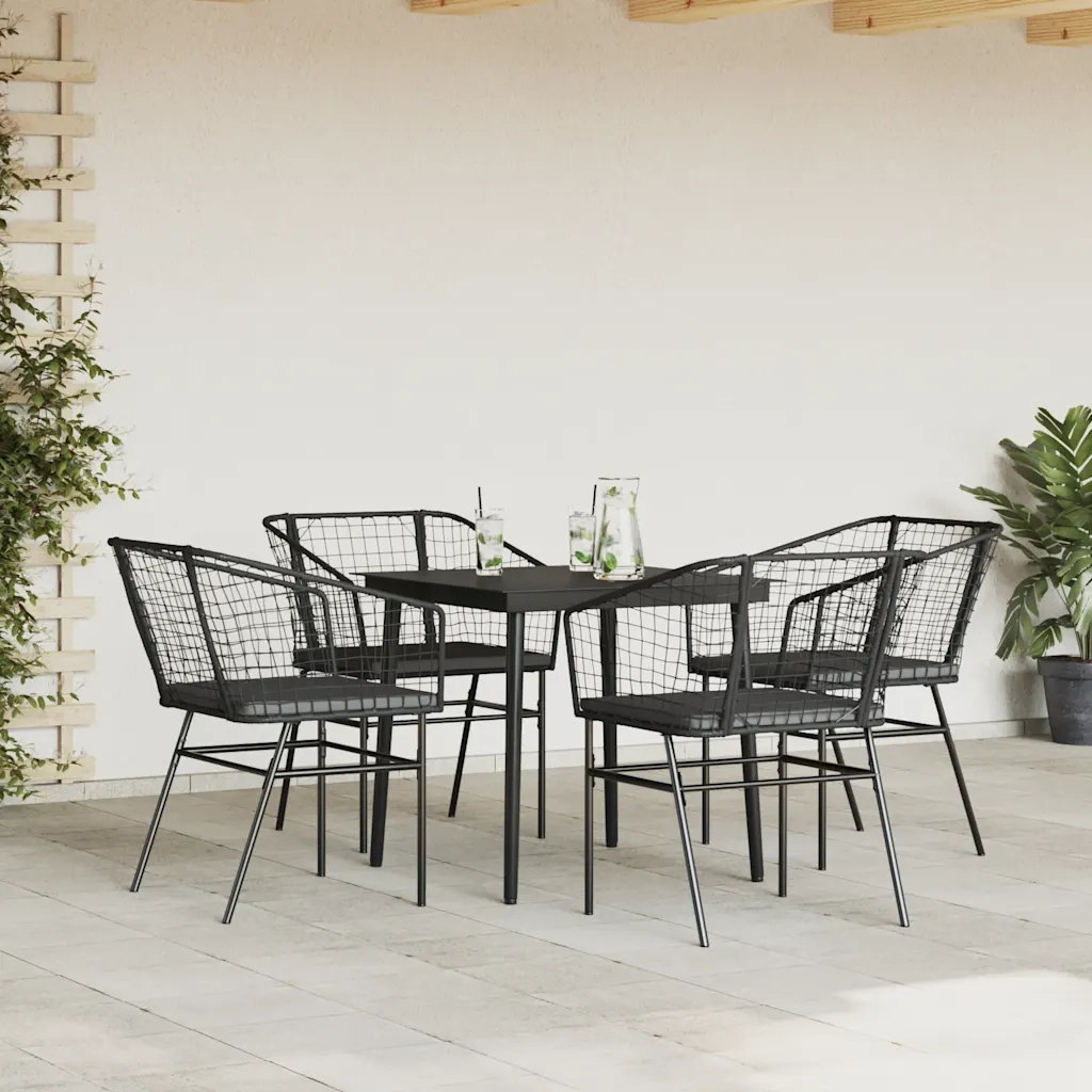Set da Pranzo da Giardino con Cuscini 5 pz Polyrattan Vetro 3334500