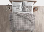 Copripiumino Sacco Piumone Cotone Flanella Pensieri Delicati Dis. Tartan Cervo - Singolo - Beige