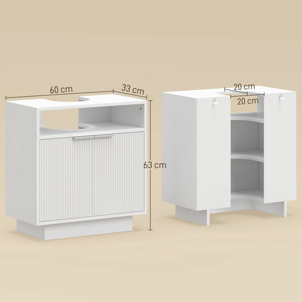 Mobile Sottolavabo Bagno con Ripiano Regolabile ¨C Xylo ¨C Legno Bianco 60x33x63 cm