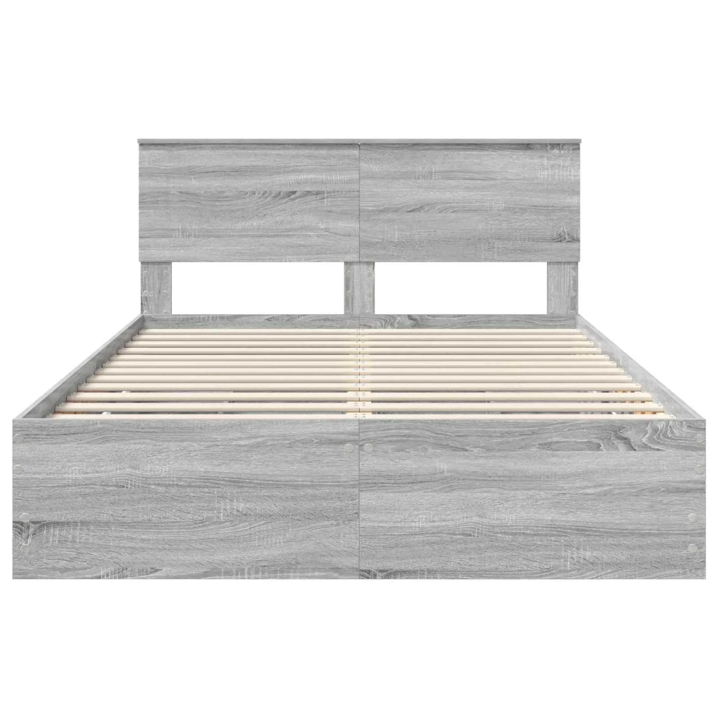Letto matrimoniale | Letto per adulti | Struttura del letto con cassetto Grigio Sonoma 160 x 200 cm