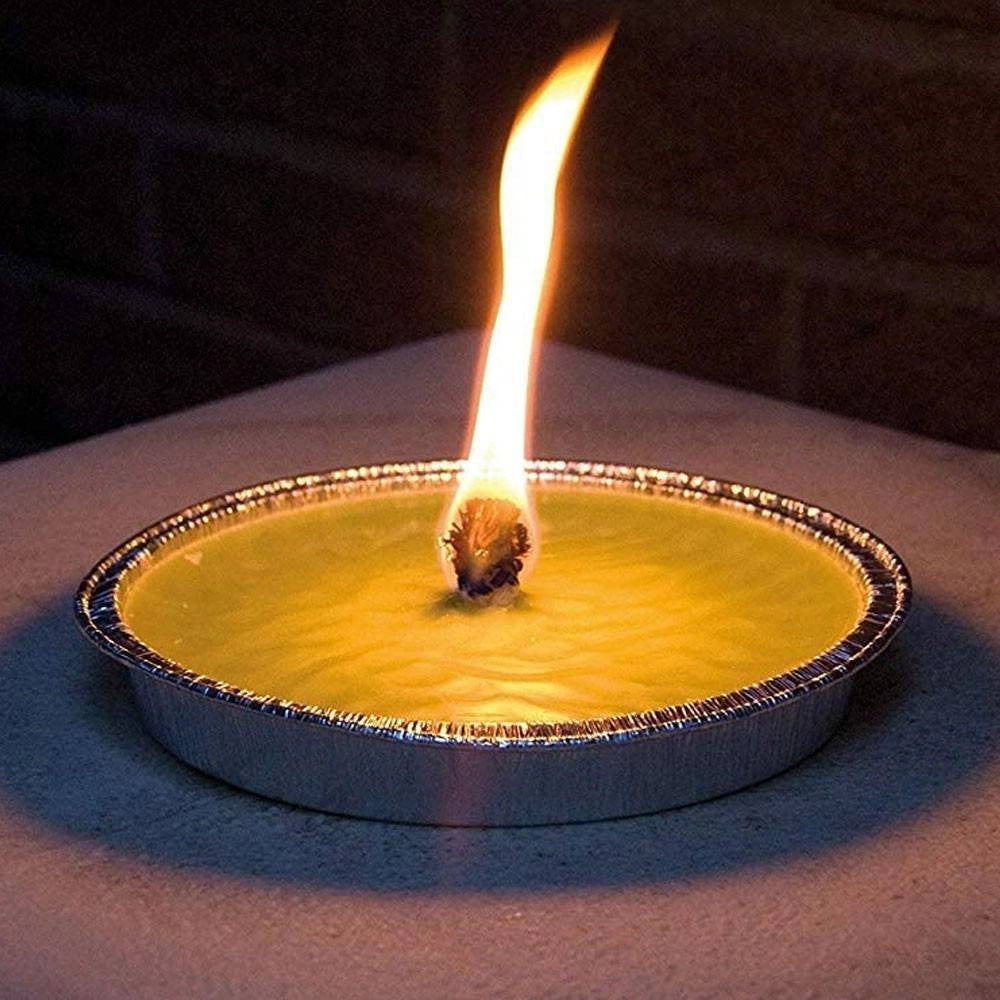 Trade Shop - Set 10 Candele Alla Citronella Antizanzare In Vaso Alluminio Fiaccola 11cm -