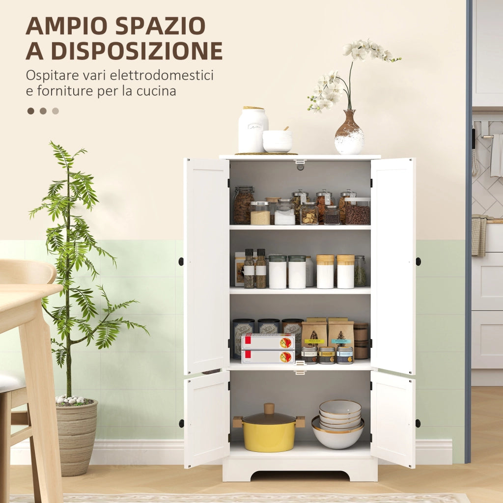 Mobile Credenza 4 Ante ¨C Xylo ¨C Bianco con 2 Armadietti e Ripiano Regolabile 58x30x123