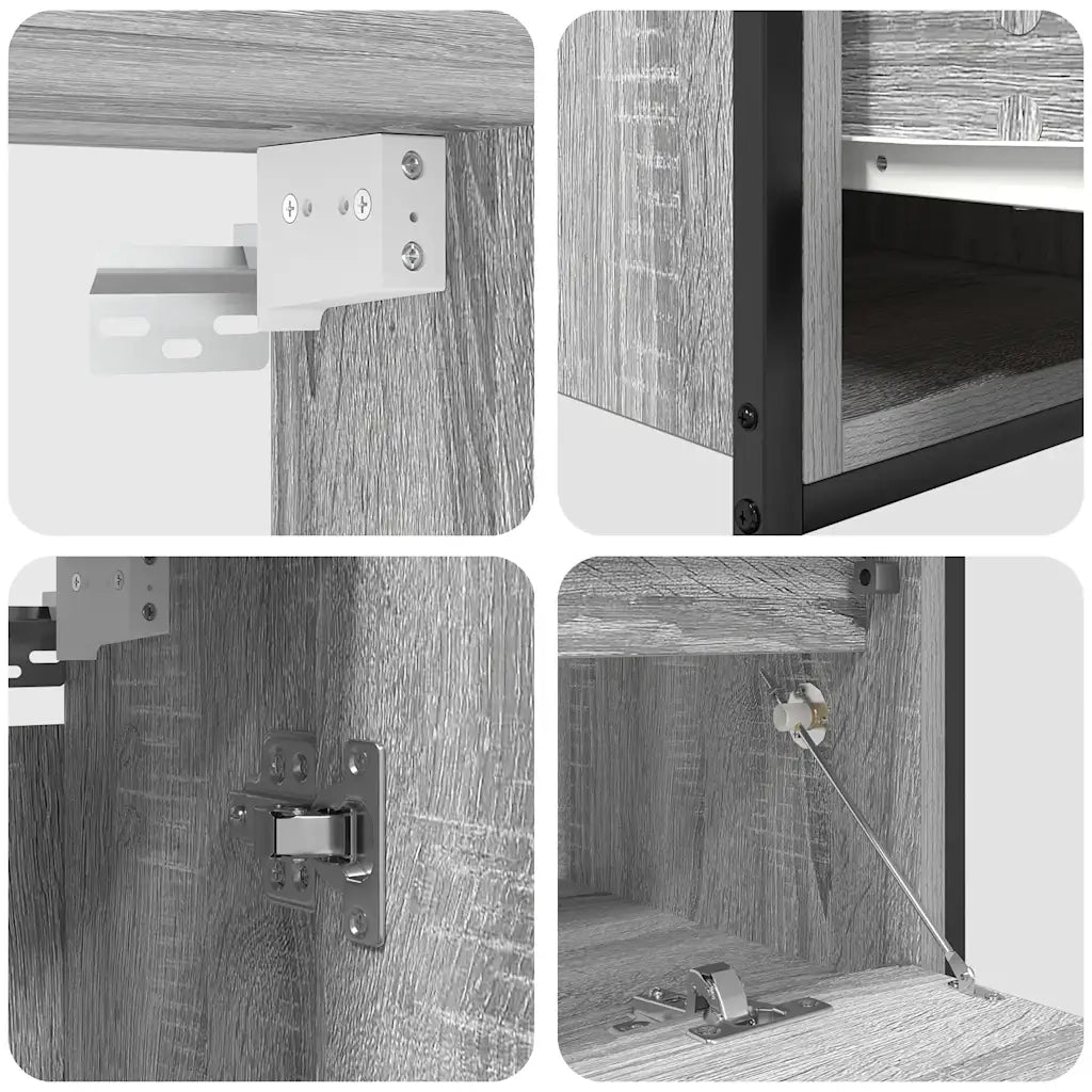 Set Mobili da Bagno | Armadio da bagno 2 pz Grigio Sonoma in Legno Multistrato