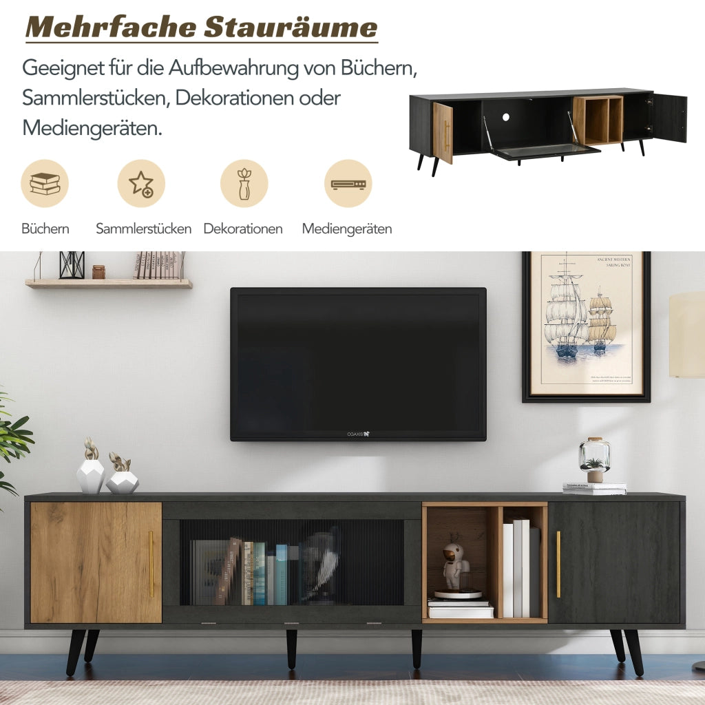 MOBILE TV 200x40x55,5 cm MDF Grigio e Marrone