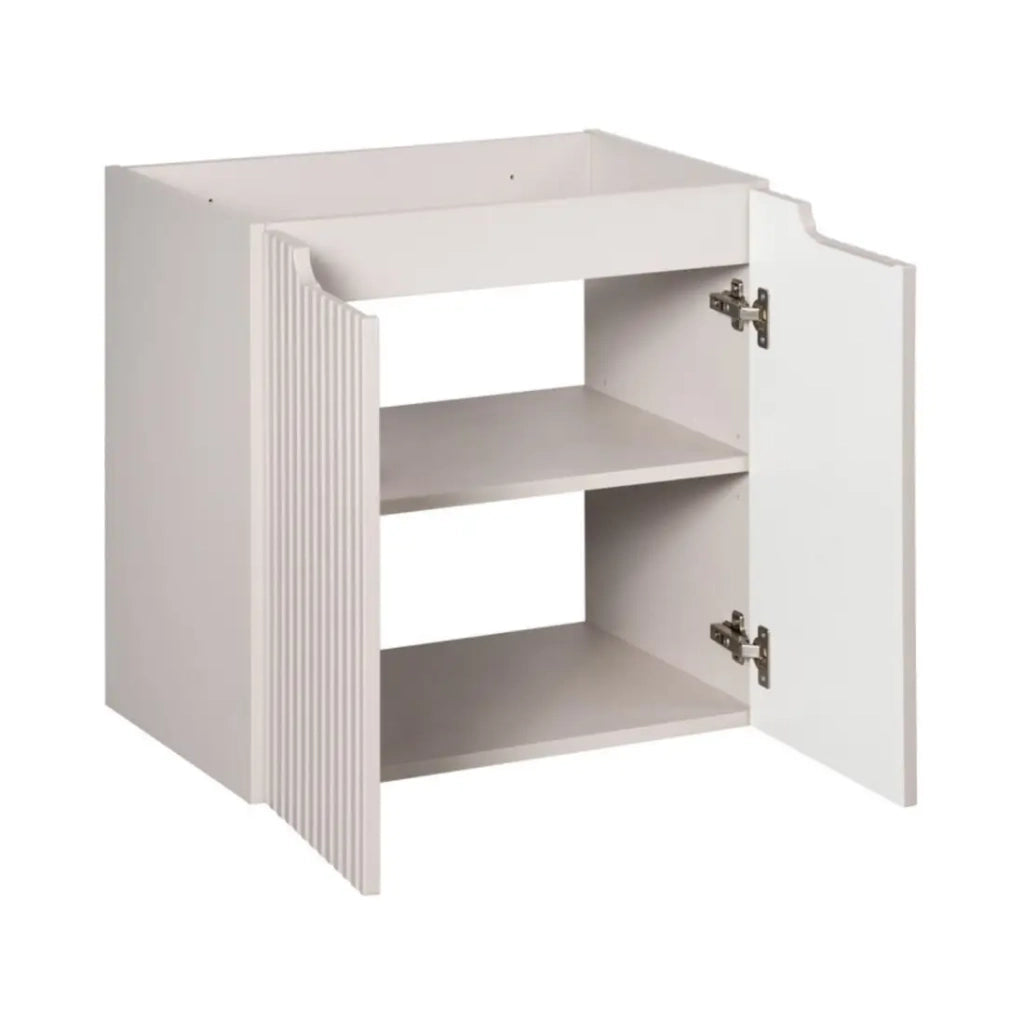 Insieme VANO cachemire e bianco 60cm: mobile sotto lavabo con armadietti + piano per lavabo + lavabo da appoggio marrone cappuccino