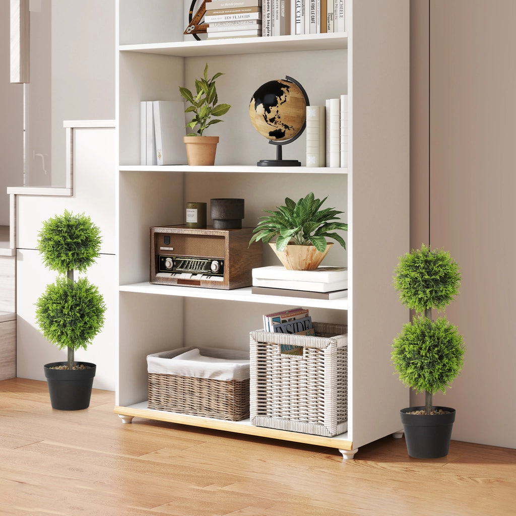 Piante Artificiali Decorative Bosso - Xylo - Set 2 Pezzi 60cm con Vaso Verde