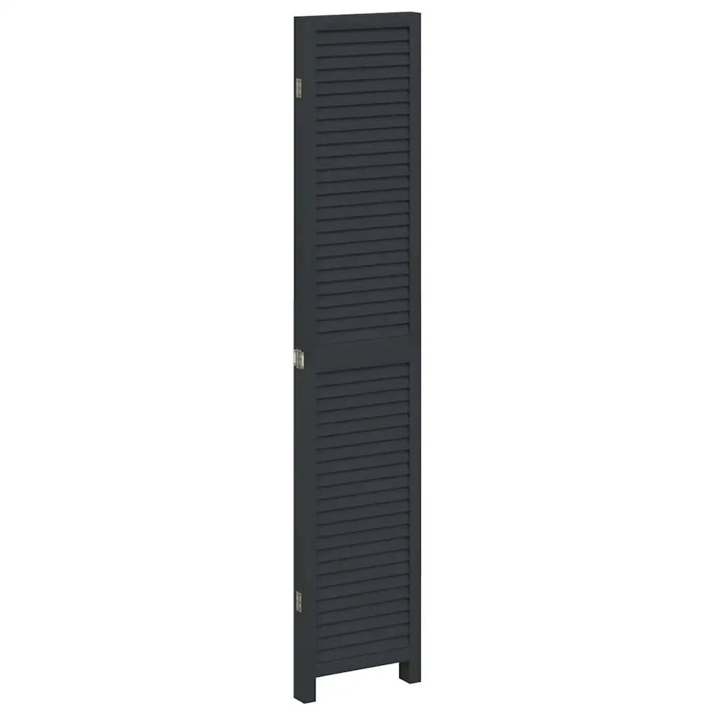 Divisorio Ambienti | Divider per stanze | Paravento 4 Pannelli Nero Legno Massello di Paulownia