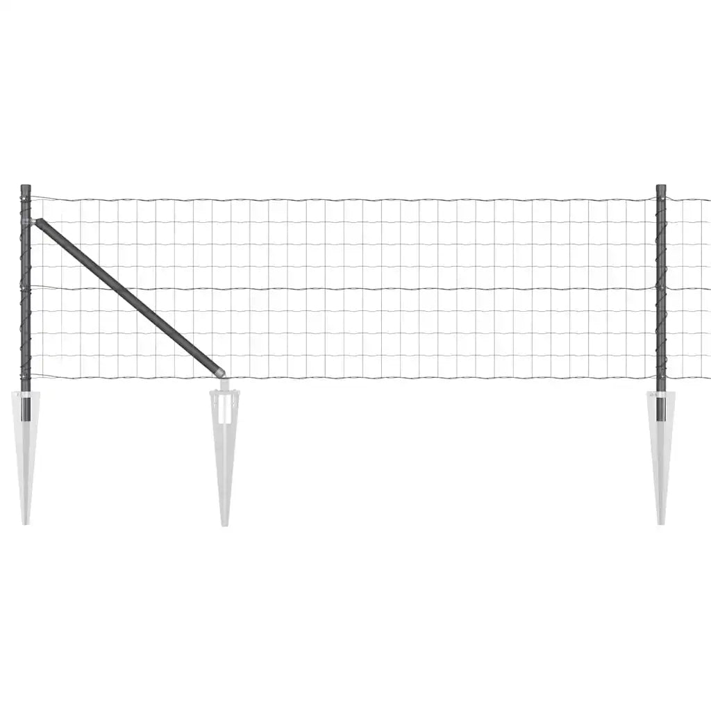 Recinzione con Posto Grigio 0,6 x 25 m Acciaio e PVC 3350710
