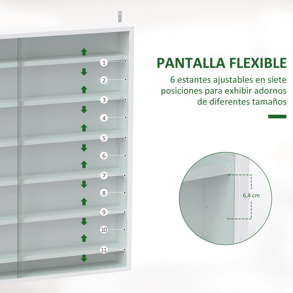 Libreria a Muro con Ripiani Aggiustabili e 2 Ante Scorrevoli Vetro ¨C Minimal ¨C Bianco 80x9.5x83 cm
