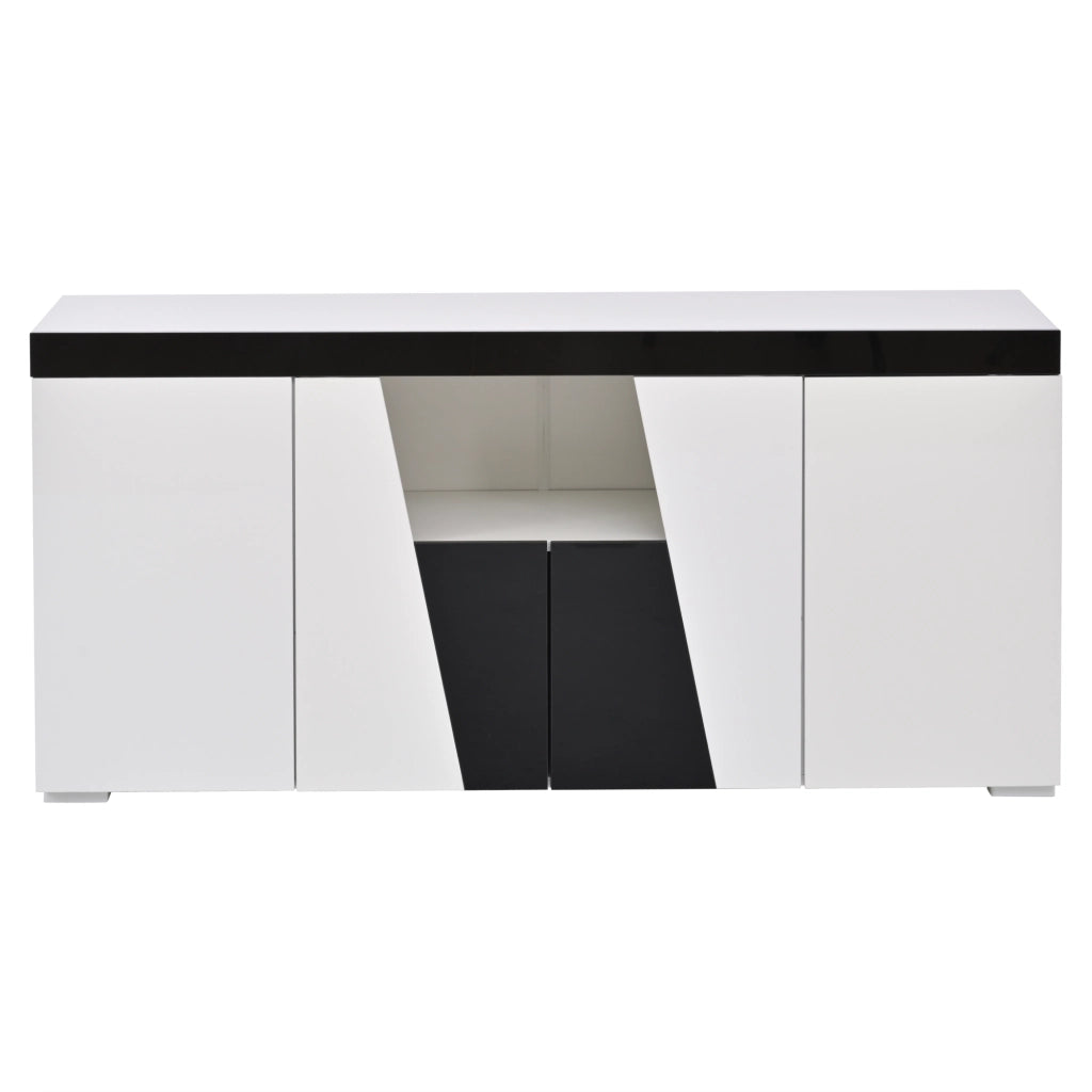 Madia con 4 ante; ripiani regolabili e illuminazione LED - per soggiorno - 140 x 40 x 65 cm