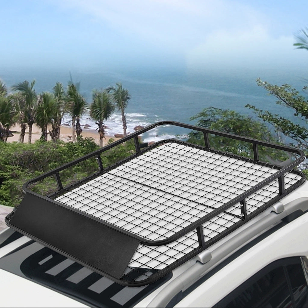 Cesto portabagagli universale per SUV camion, Portapacchi per auto con carenatura vento 122,5x102x15cm Nero-Accessori per veicoli