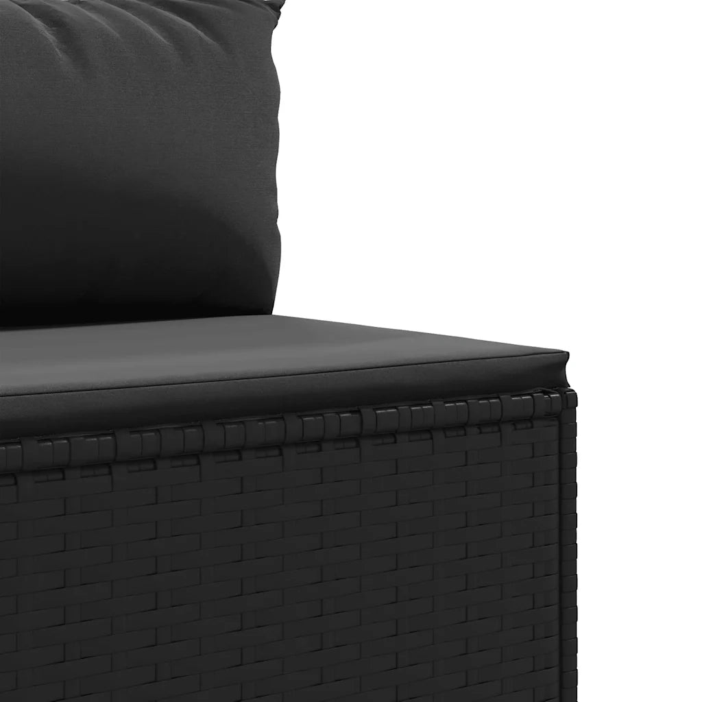 Set Salotto da Giardino con Cuscini 7pz Nero Polyrattan