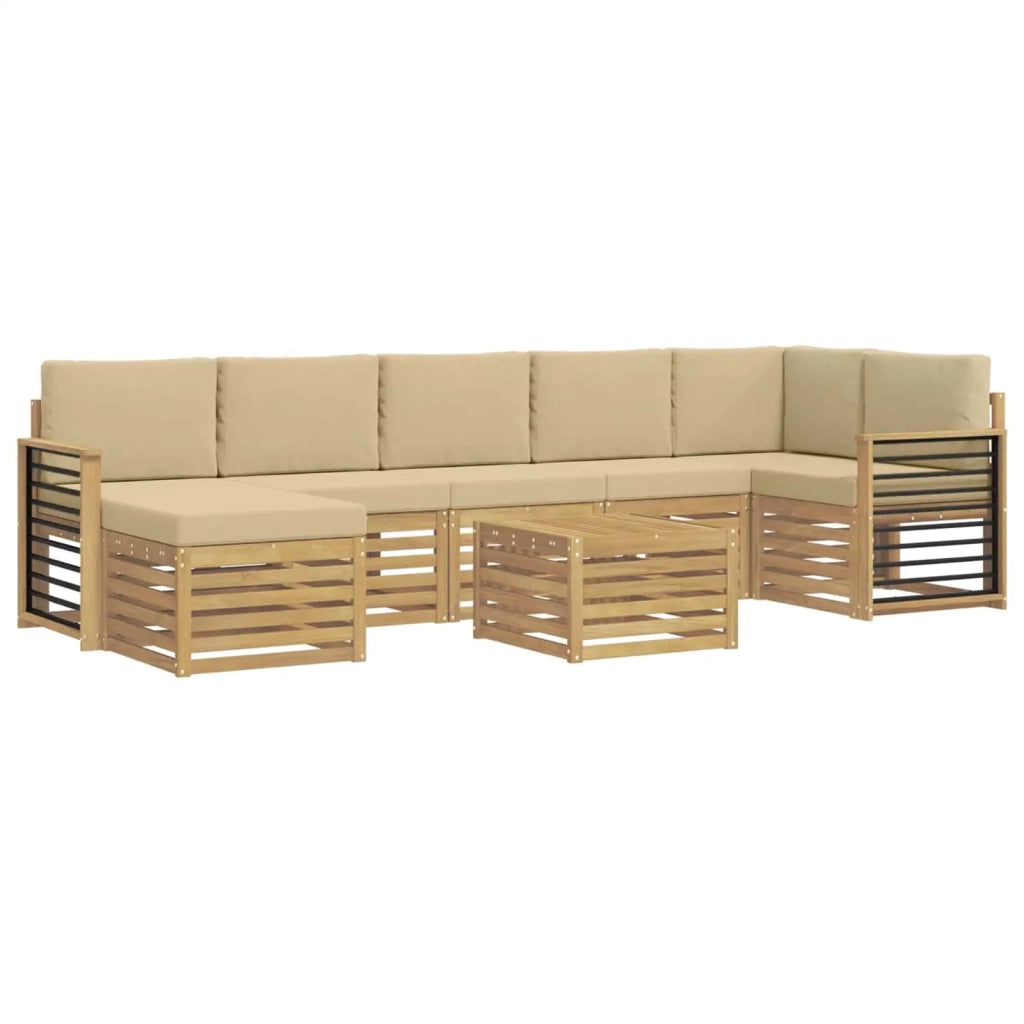 Set di divani da esterno 8 pcs Bianco e Beige 59 x 59 x 37 cm 3392248