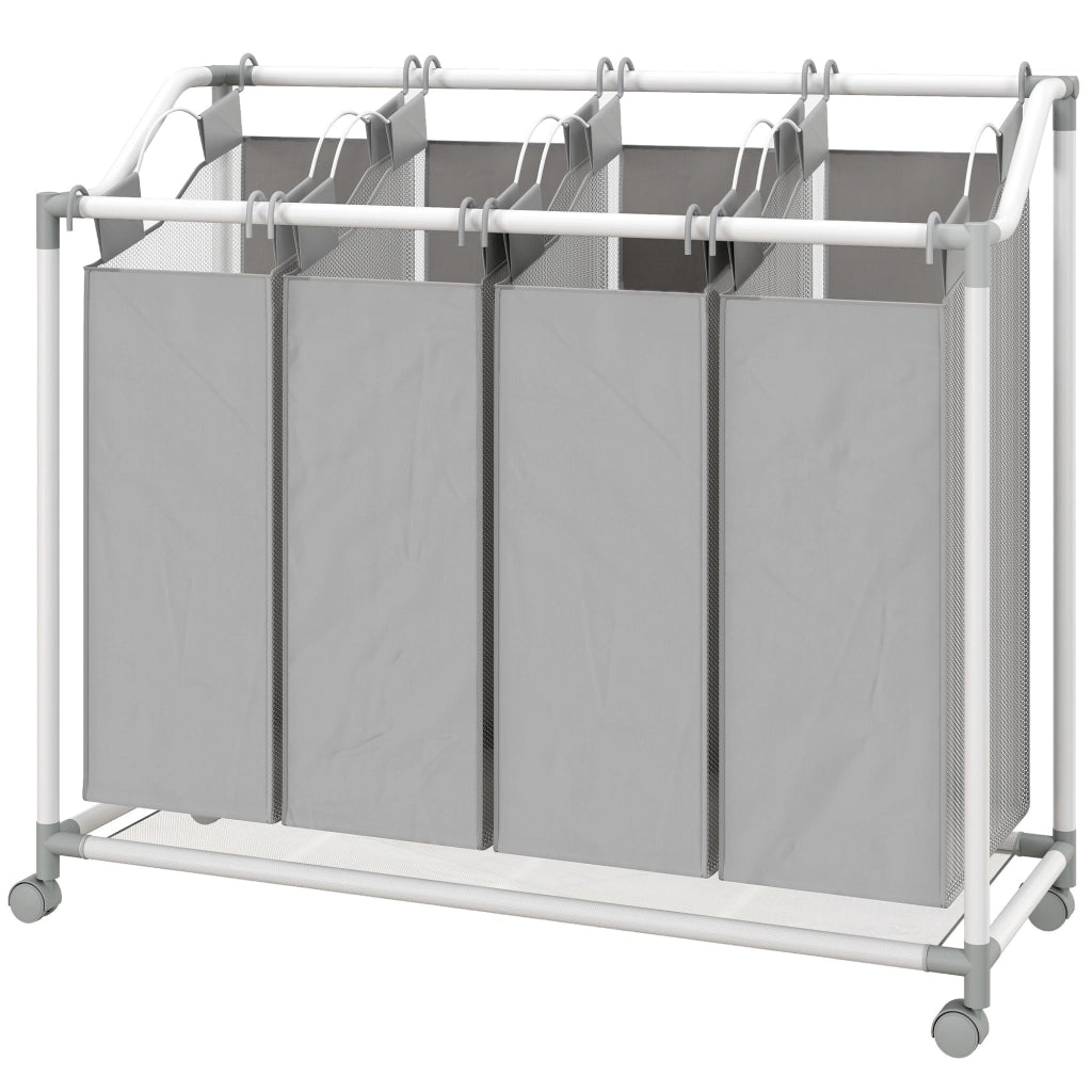 Cestino per il bucato con 4 scomparti 160 L ¨C zephmum ¨C Grigio 97x38x81 cm